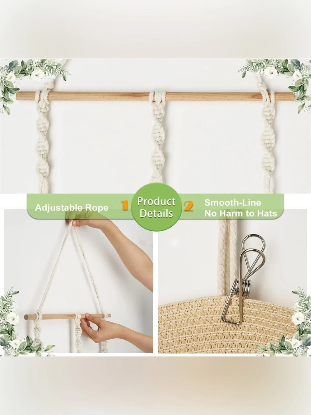 Macrame Hat Hanger for Wall
